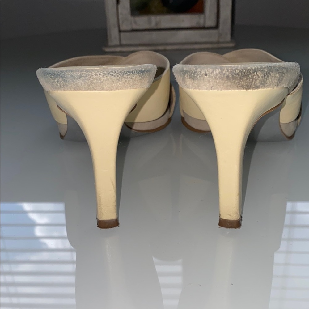Calvin Klein Cream High Heel Sandals with Crisscross Straps - Picture 3 of 8